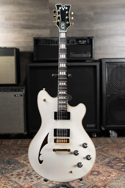 EVH SA-126 Special Semi-hollow Electric Guitar - Platinum Pearl Metallic with Hardshell Case