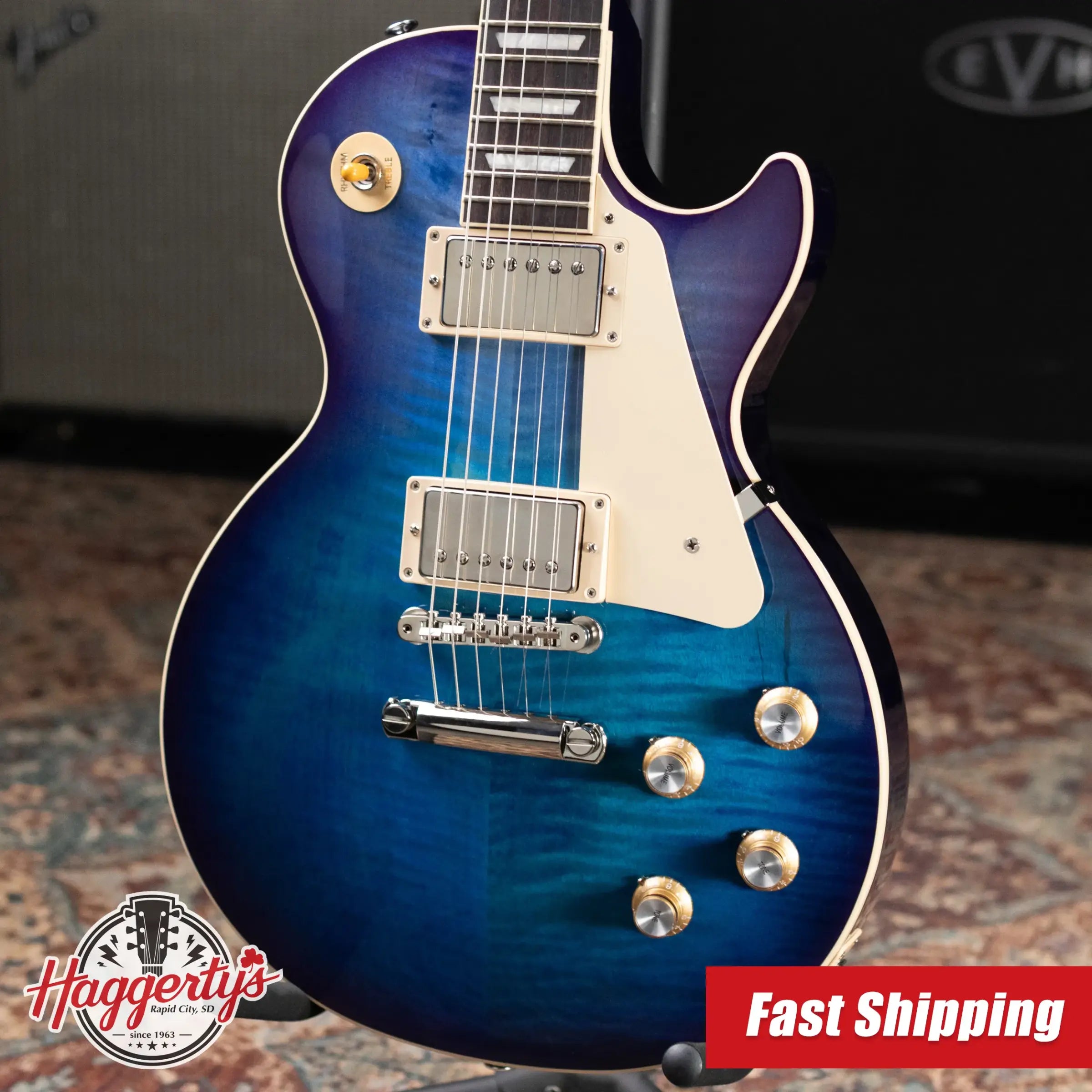 Gibson Les Paul Standard 60s Figured Top Electric Guitar - Blueberry Burst with Hardshell Case