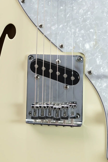 Squier Vintage Modified Thinline Telecaster Electric Guitar - Olympic White with Gig Bag - USED