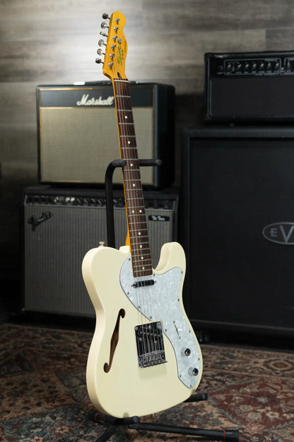 Squier Vintage Modified Thinline Telecaster Electric Guitar - Olympic White with Gig Bag - USED