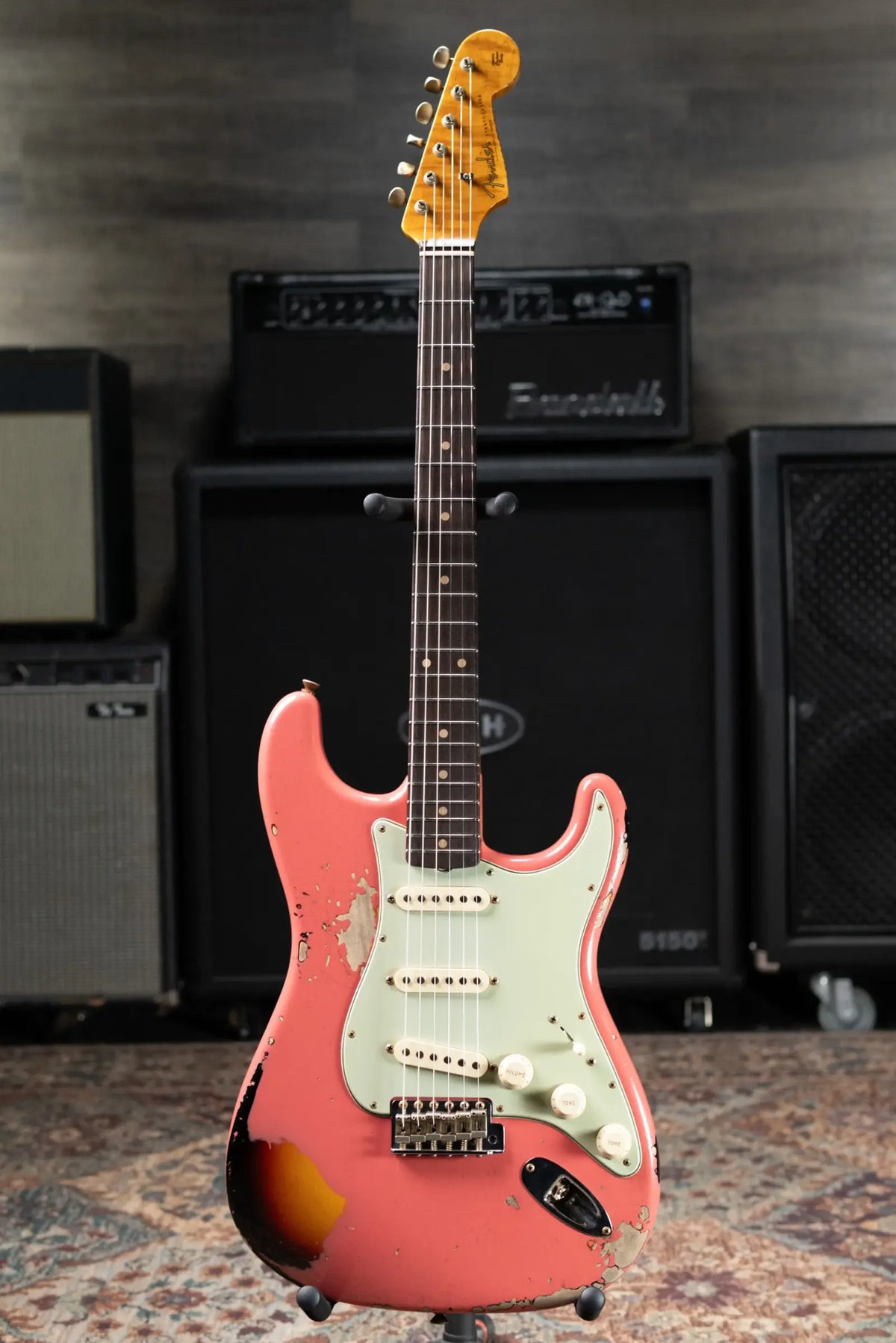 Fender Custom Shop '60 Stratocaster Heavy Relic Electric Guitar - Super Faded Fiesta Red over 3-Tone Burst with Hardshell Case