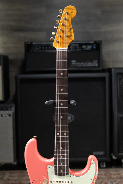 Fender Custom Shop '60 Stratocaster Heavy Relic Electric Guitar - Super Faded Fiesta Red over 3-Tone Burst with Hardshell Case