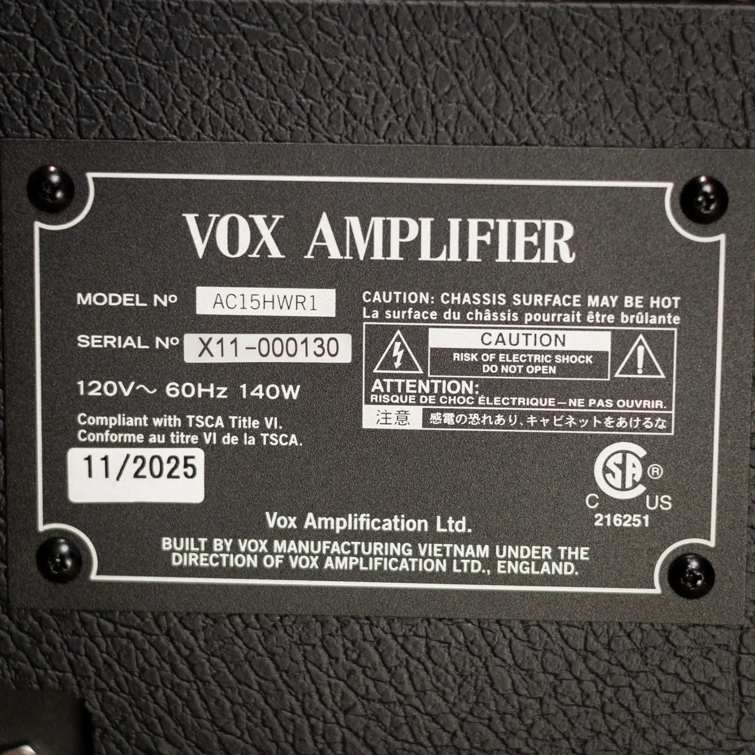 Vox AC15HWR1 Hand-Wired Greenback Guitar Amplifier