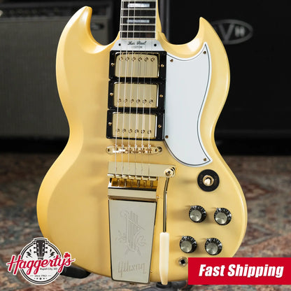 Gibson Custom Shop 1963 Les Paul SG Custom Reissue 3-Pickup with Maestro VOS Electric Guitar - Classic White with Hardshell Case