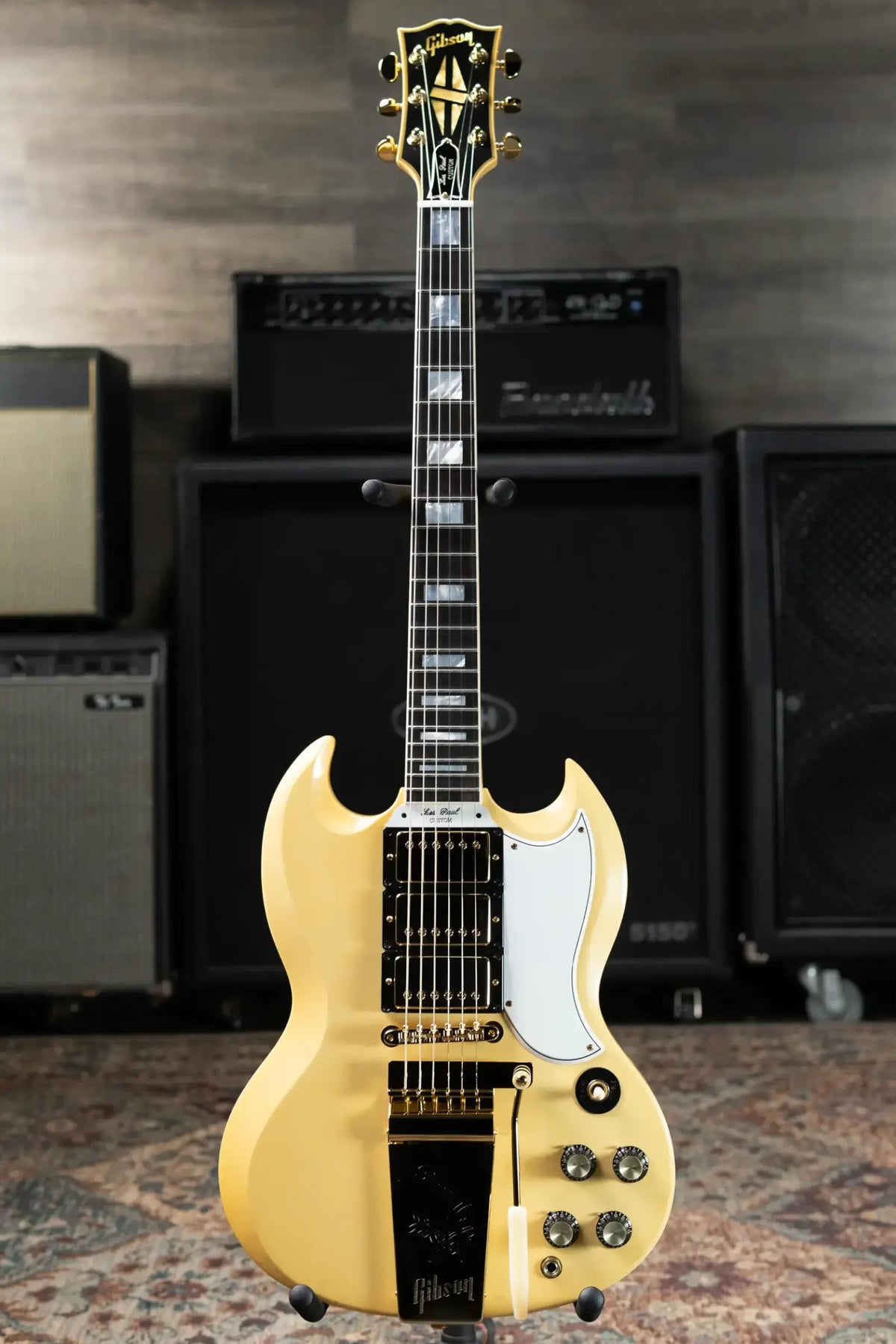 Gibson Custom Shop 1963 Les Paul SG Custom Reissue 3-Pickup with Maestro VOS Electric Guitar - Classic White with Hardshell Case