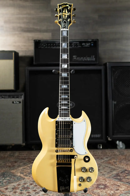 Gibson Custom Shop 1963 Les Paul SG Custom Reissue 3-Pickup with Maestro VOS Electric Guitar - Classic White with Hardshell Case