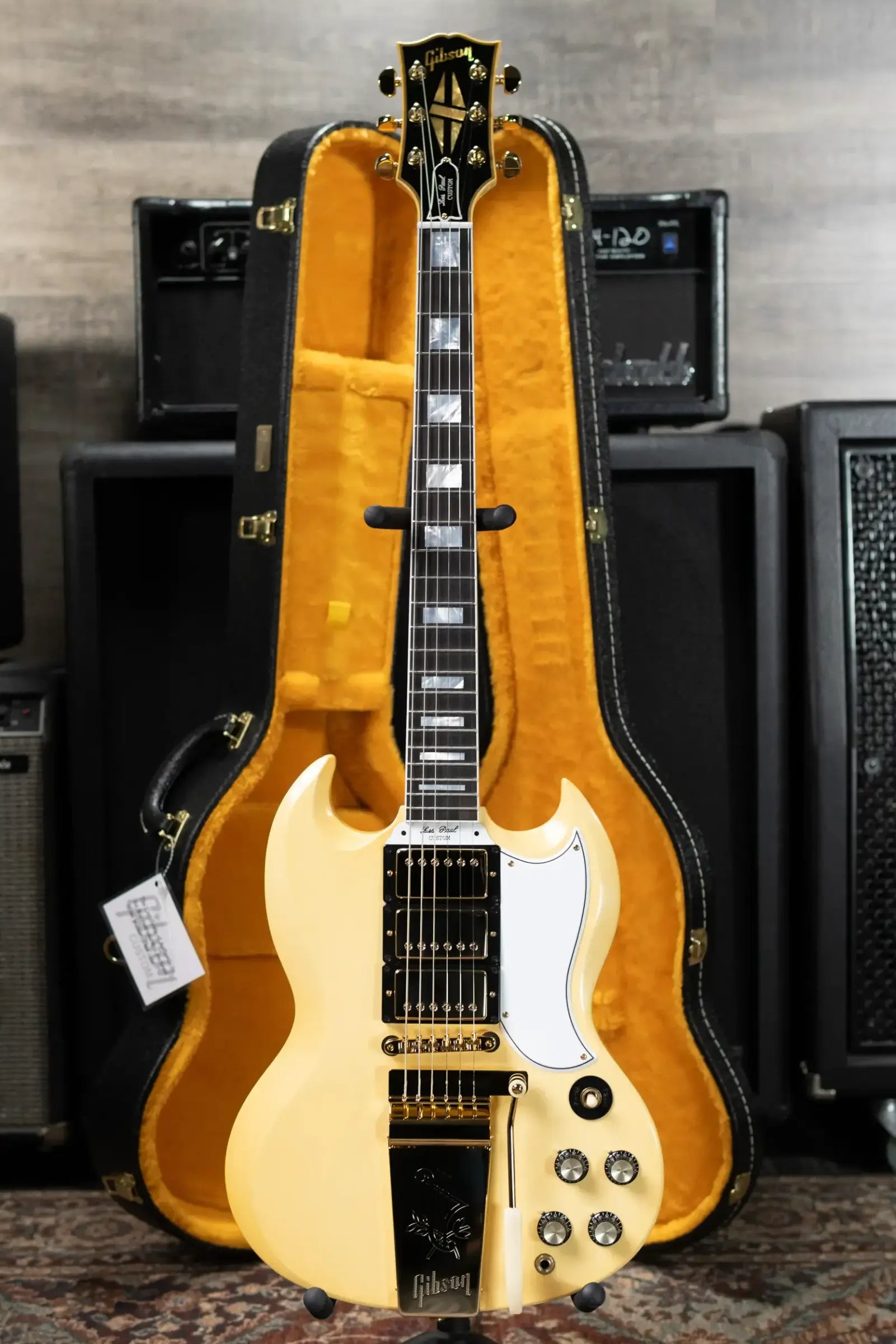 Gibson Custom Shop 1963 Les Paul SG Custom Reissue 3-Pickup with Maestro VOS Electric Guitar - Classic White with Hardshell Case