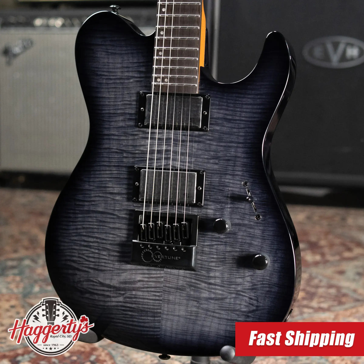 ESP LTD Deluxe TH-1000 Evertune Electric Guitar - See-Thru Black Sunburst