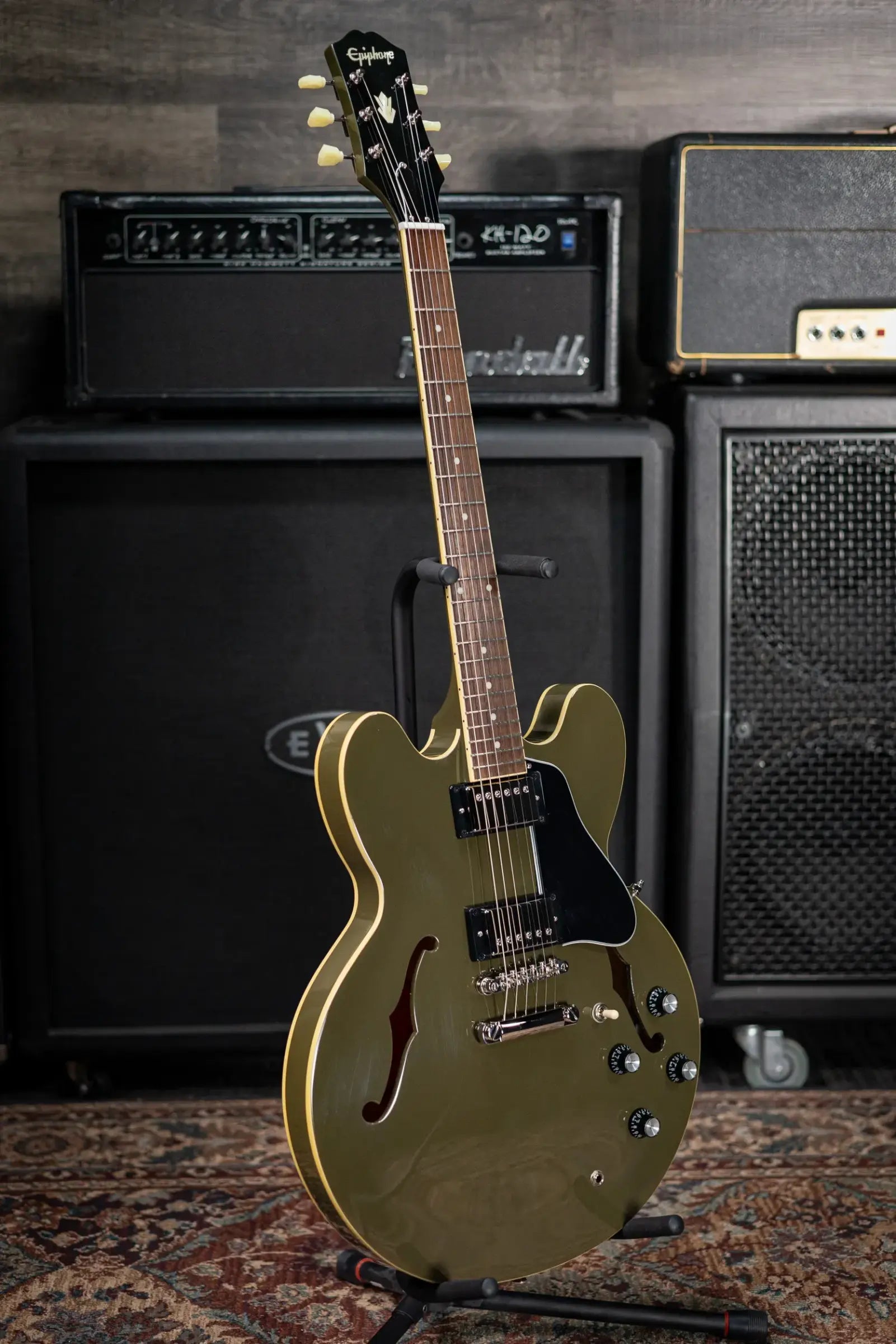 Epiphone ES-335 IG Semi-hollow Electric Guitar - Olive Drab Green with Hardshell Case - Used
