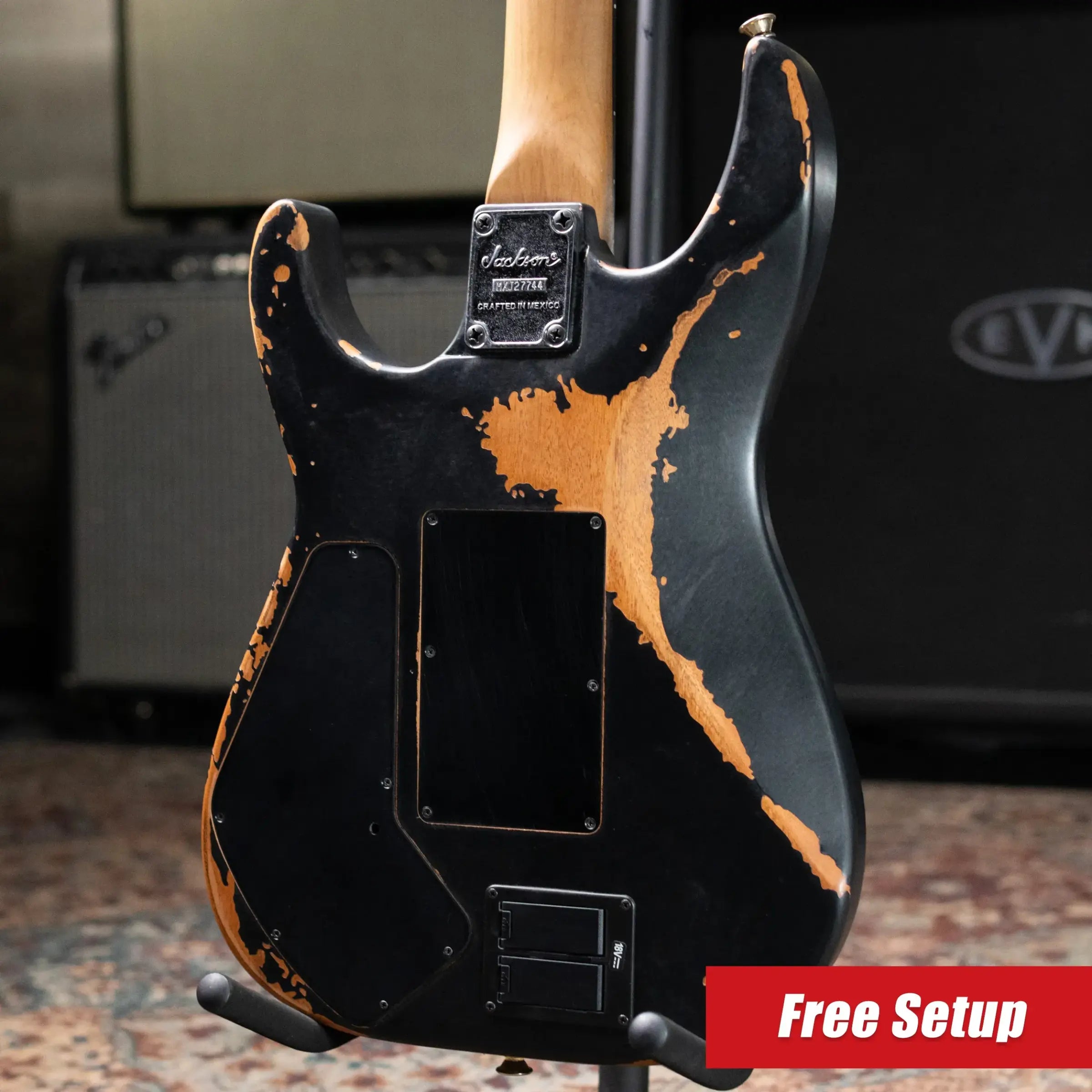 Jackson Pro Series Signature Phil Collen PC1-E Electric Guitar - Worn Black with Soft Case