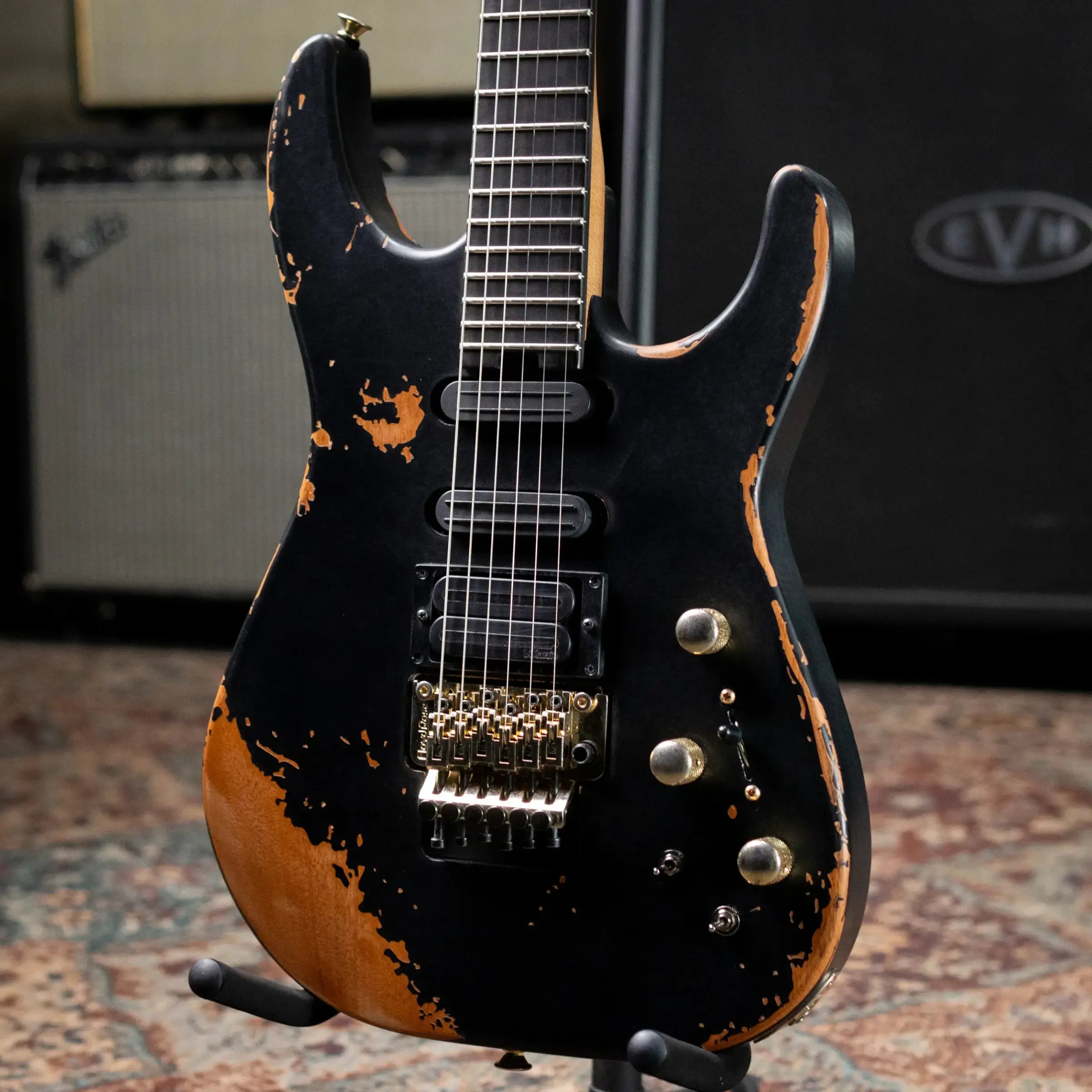 Jackson Pro Series Signature Phil Collen PC1-E Electric Guitar - Worn Black with Soft Case