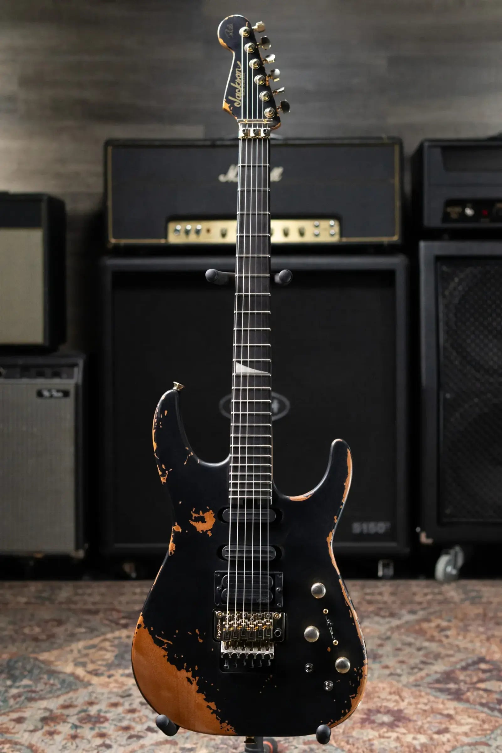 Jackson Pro Series Signature Phil Collen PC1-E Electric Guitar - Worn Black with Soft Case