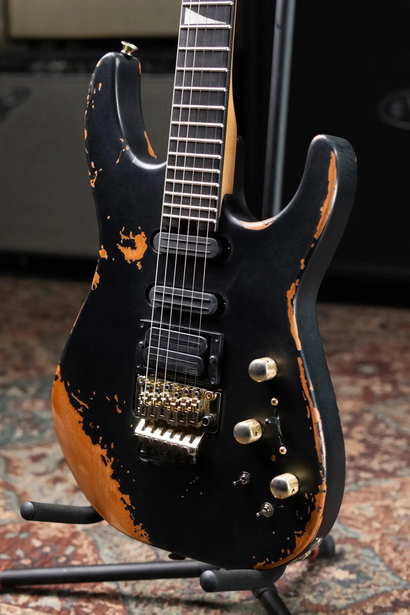 Jackson Pro Series Signature Phil Collen PC1-E Electric Guitar - Worn Black with Soft Case