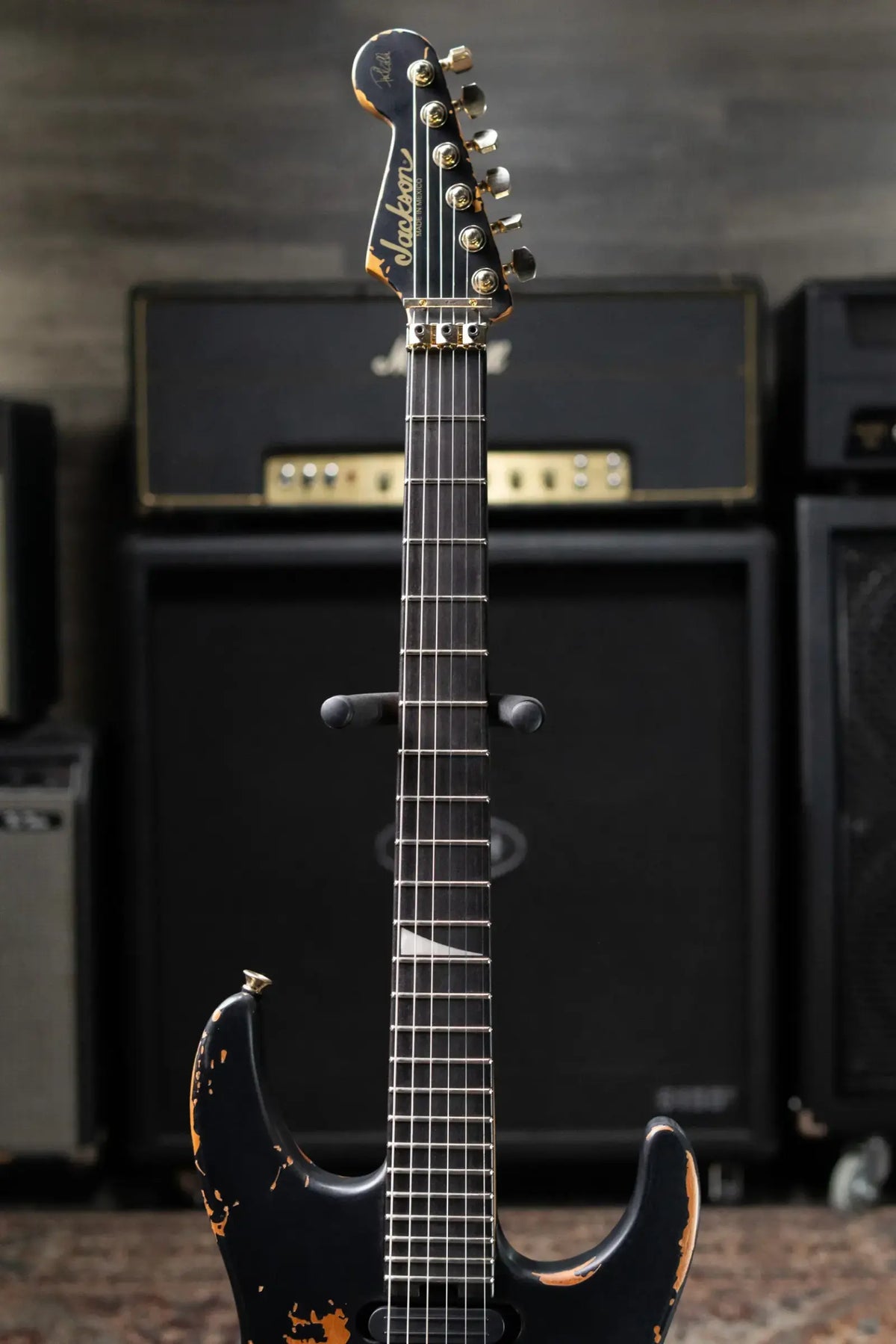 Jackson Pro Series Signature Phil Collen PC1-E Electric Guitar - Worn Black with Soft Case