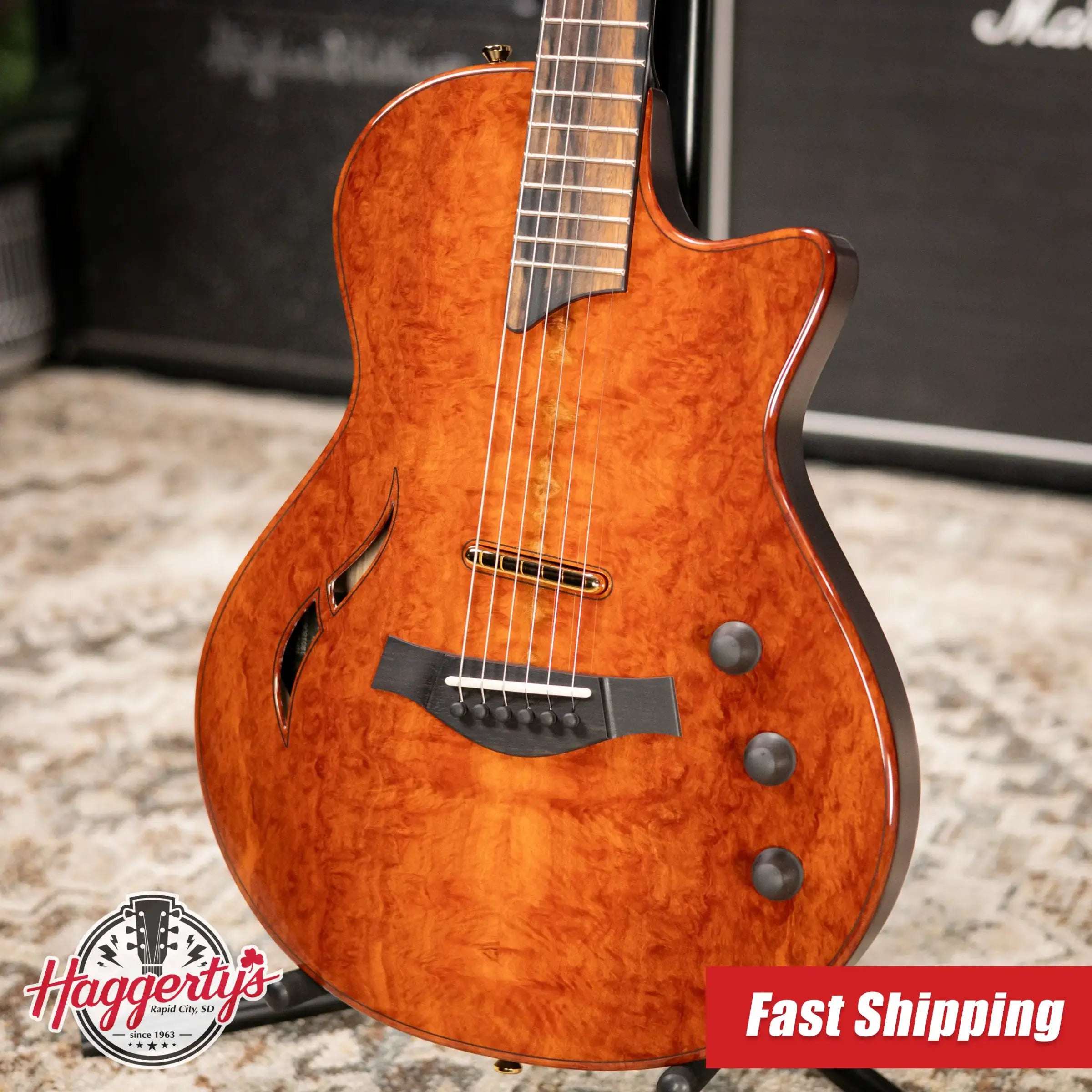 Taylor Custom Shop T5z Custom #C0960 Figured Ironbark/Shamel Ash Hollow Body Electric Guitar with Hardshell Case