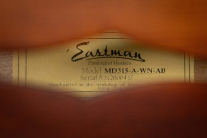 Eastman MD315 F-Style Wide Neck Mandolin - Amberburst with Gig Bag