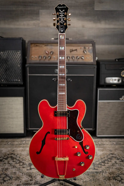 Epiphone Masterbilt Gem Archer Sheraton Electric Guitar - Cherry Red with Hardshell Case