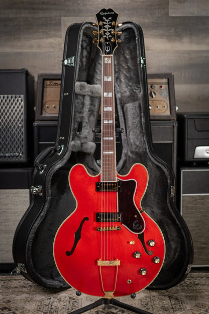 Epiphone Masterbilt Gem Archer Sheraton Electric Guitar - Cherry Red with Hardshell Case