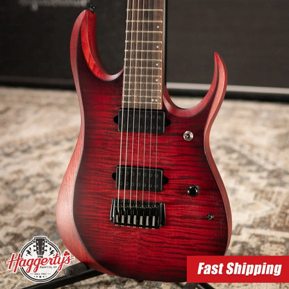 Ibanez RGD721FAWUF Standard 7-String Electric Guitar - Stained Wine Red Burst Flat