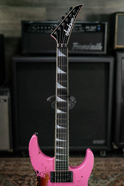 Jackson Custom Shop Special Edition Soloist 2H FR Electric Guitar - Nitro Tour Relic Platinum Pink over 3-Tone Sunburst with Hardshell Case