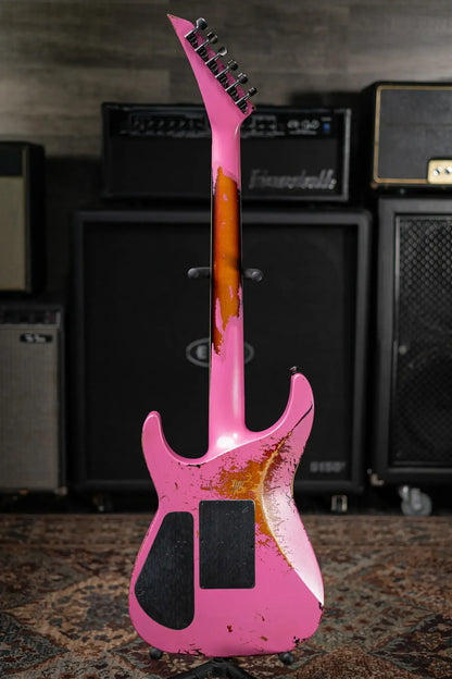 Jackson Custom Shop Special Edition Soloist 2H FR Electric Guitar - Nitro Tour Relic Platinum Pink over 3-Tone Sunburst with Hardshell Case