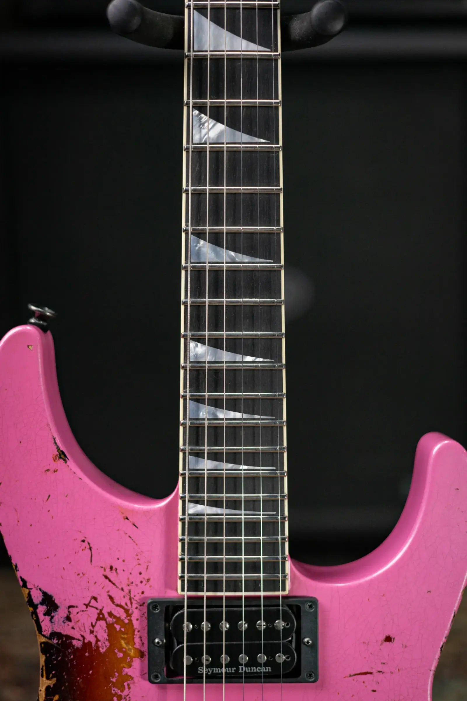 Jackson Custom Shop Special Edition Soloist 2H FR Electric Guitar - Nitro Tour Relic Platinum Pink over 3-Tone Sunburst with Hardshell Case