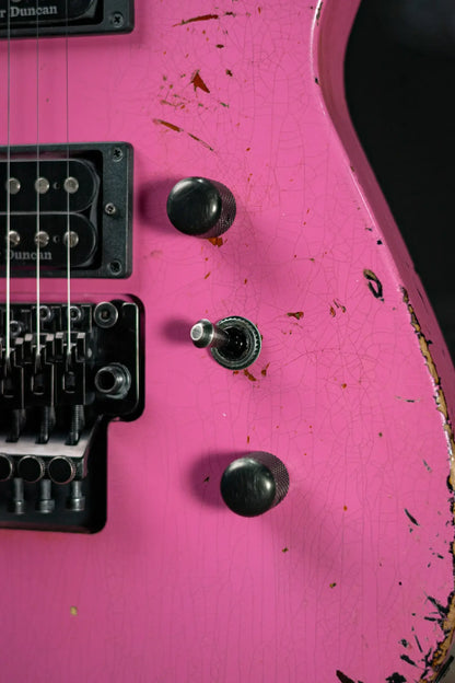 Jackson Custom Shop Special Edition Soloist 2H FR Electric Guitar - Nitro Tour Relic Platinum Pink over 3-Tone Sunburst with Hardshell Case
