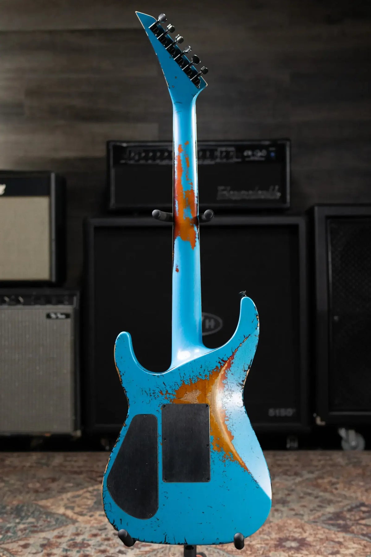 Jackson Custom Shop Special Edition Soloist Electric Guitar - Nitro Tour Relic Robins Egg Blue over 3-Tone Sunburst with Hardshell Case