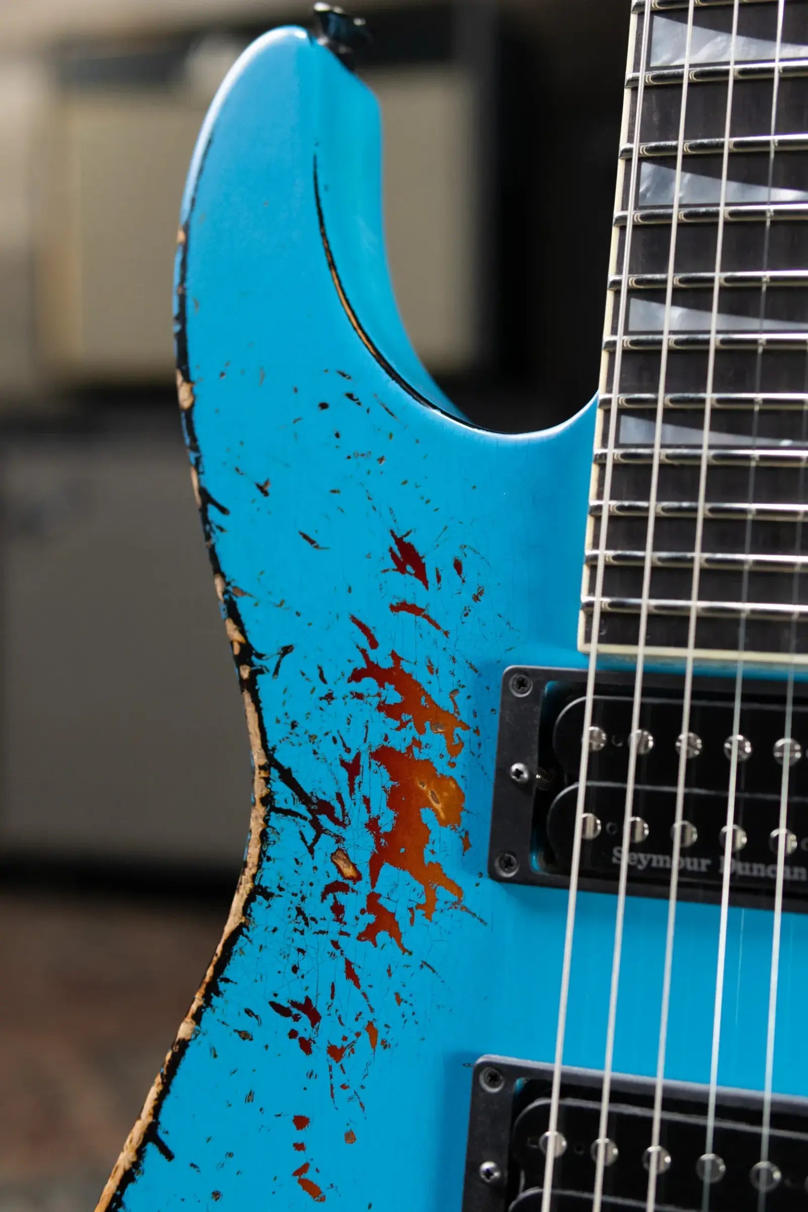 Jackson Custom Shop Special Edition Soloist Electric Guitar - Nitro Tour Relic Robins Egg Blue over 3-Tone Sunburst with Hardshell Case