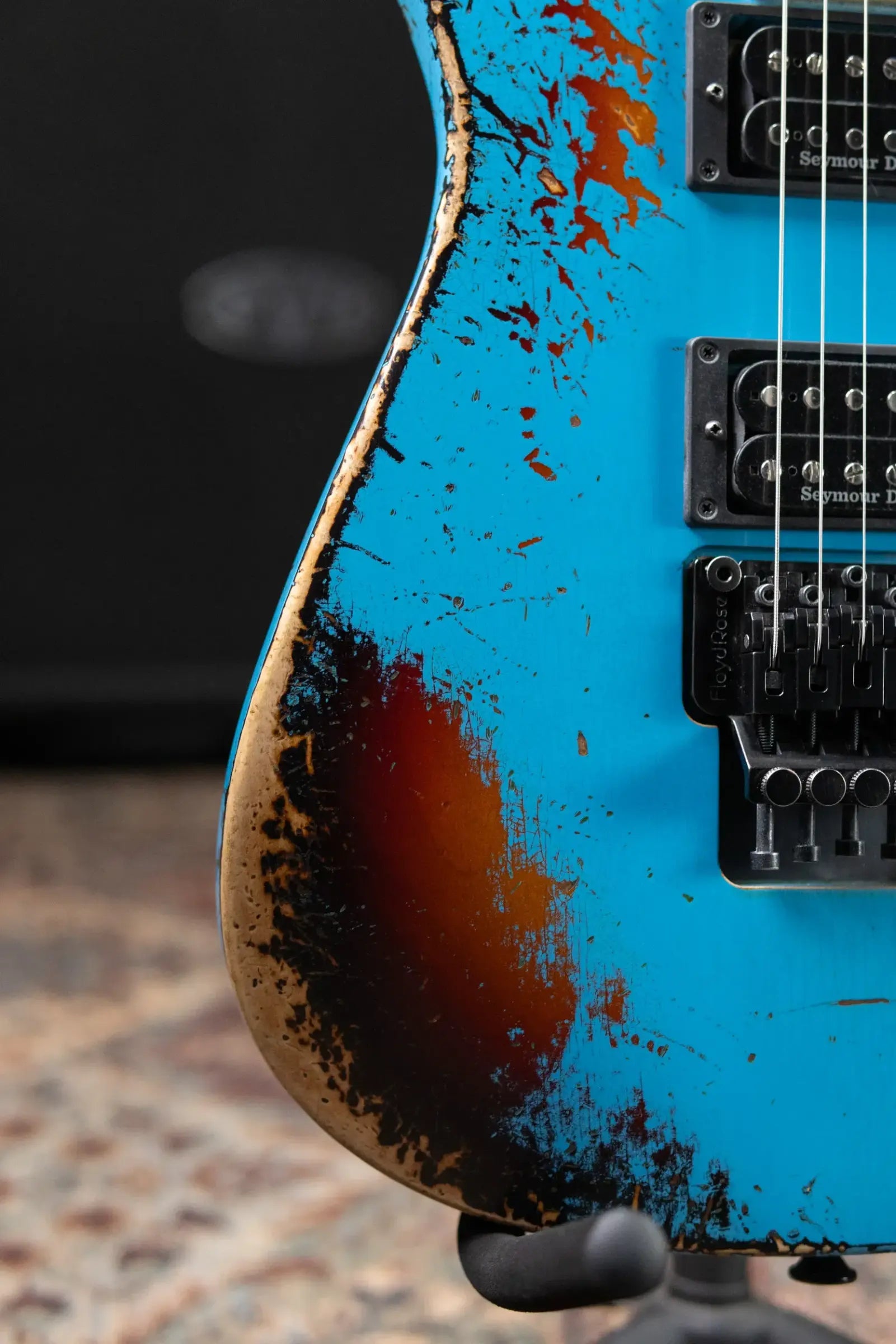 Jackson Custom Shop Special Edition Soloist Electric Guitar - Nitro Tour Relic Robins Egg Blue over 3-Tone Sunburst with Hardshell Case