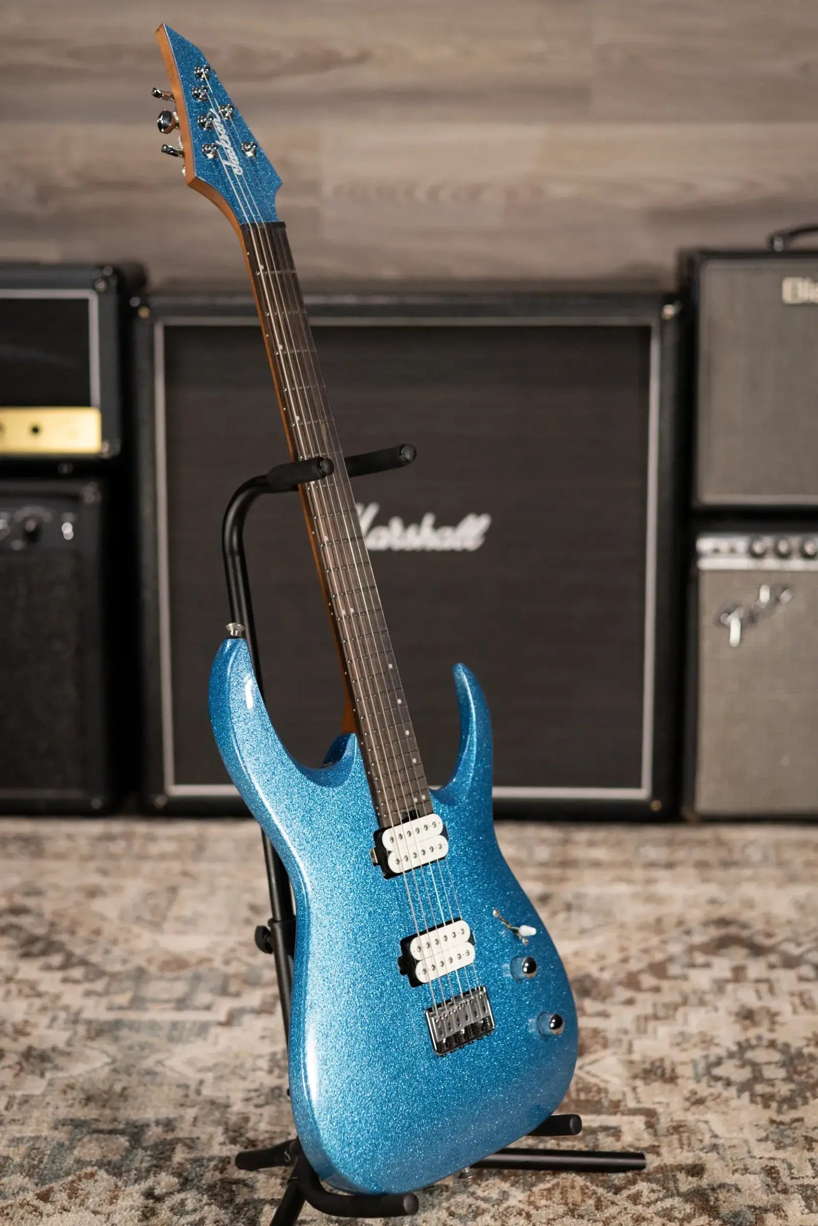 Jackson Pro Series Signature Misha Mansoor Juggernaut HT6, Ebony Fingerboard - Blue Sparkle with Gig Bag