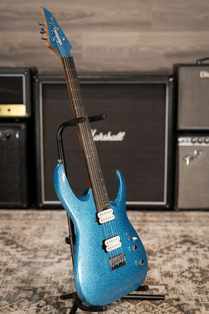 Jackson Pro Series Signature Misha Mansoor Juggernaut HT6, Ebony Fingerboard - Blue Sparkle with Gig Bag