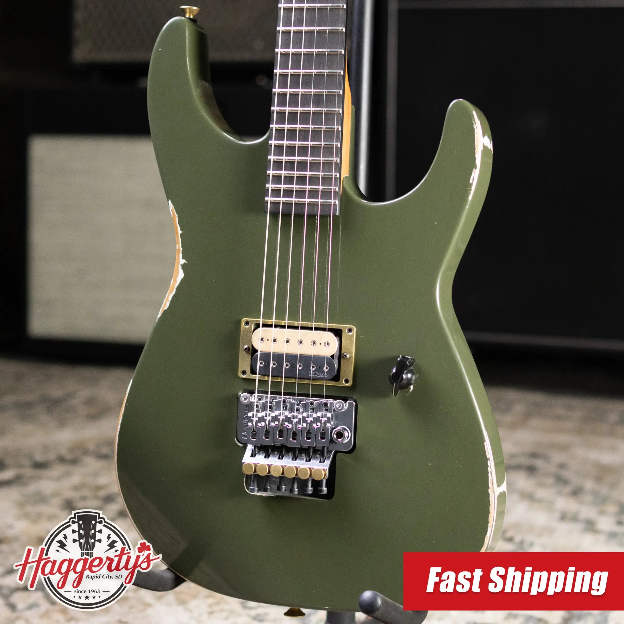 Jackson USA Custom Shop 2026 NAMM Special Edition Dinky Electric Guitar - Army Drab Green Relic with Hardshell Case