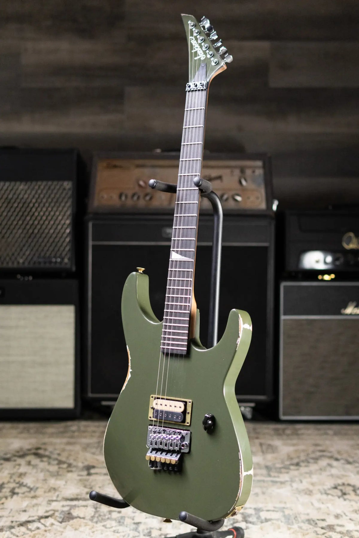 Jackson USA Custom Shop 2026 NAMM Special Edition Dinky Electric Guitar - Army Drab Green Relic with Hardshell Case