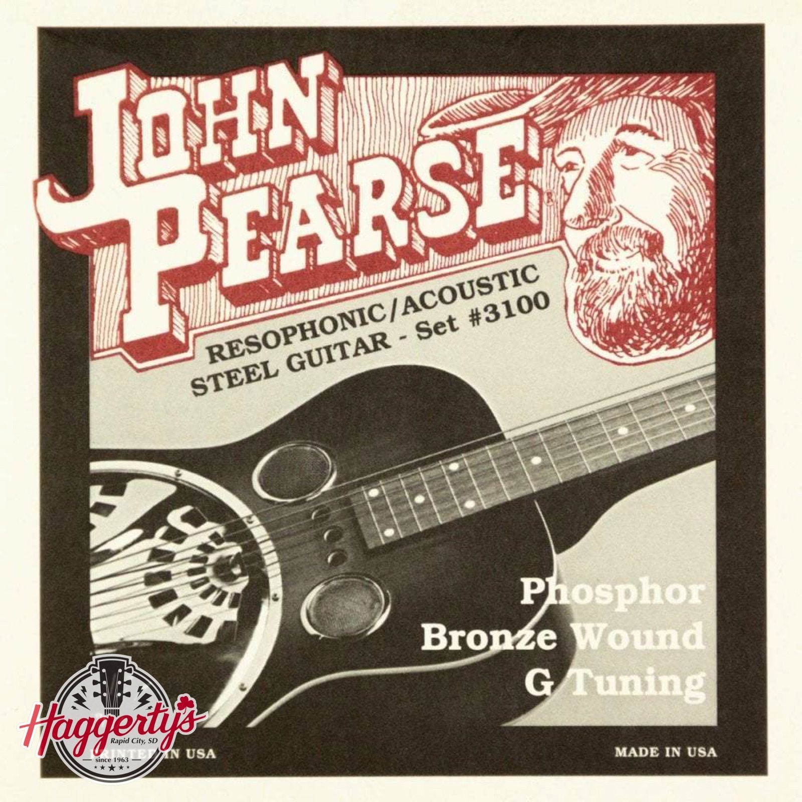 John Pearse 3100 Phosphor Bronze Resophonic Guitar Strings G Tuning 16-59