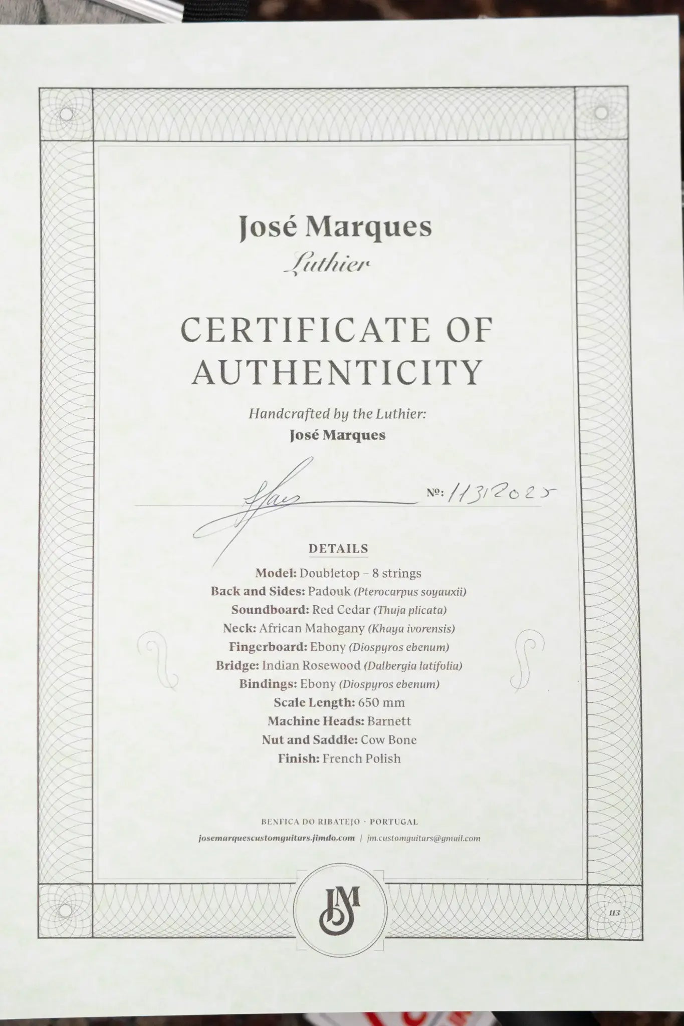 Jose Marques 8-String Classical Acoustic Guitar with Hardshell Case