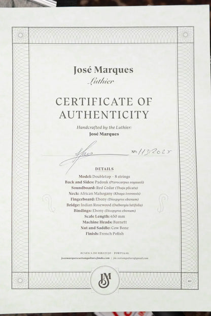Jose Marques 8-String Classical Acoustic Guitar with Hardshell Case