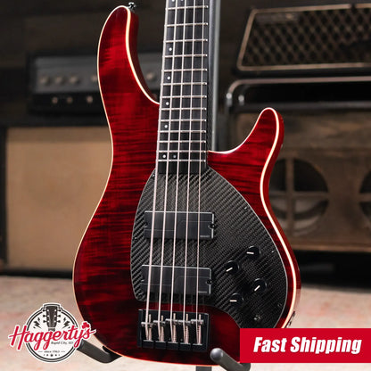 KLOS Apollo V Custom Series Electric Bass - Flame Red with Fishman Fluence and Gig Bag