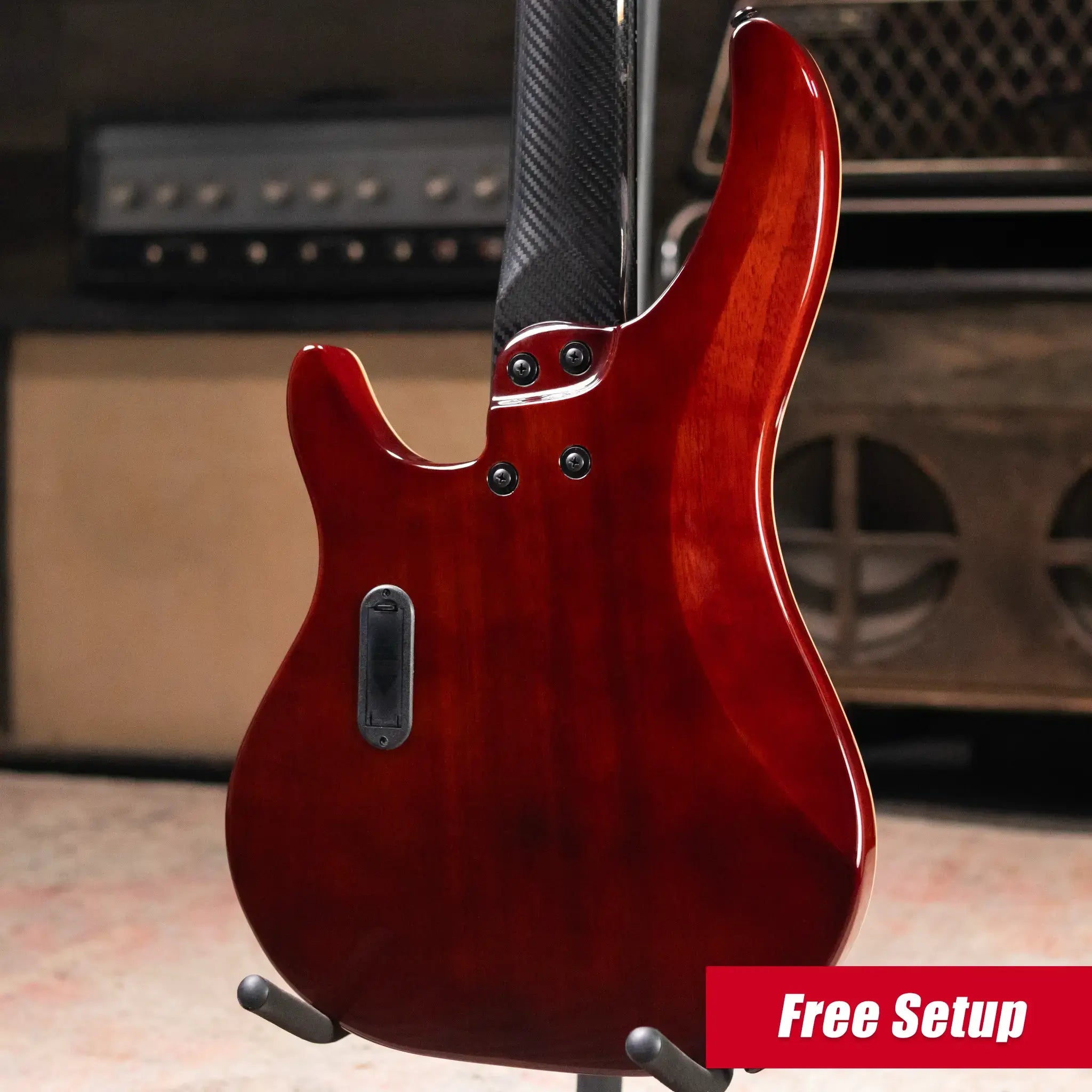 KLOS Apollo V Custom Series Electric Bass - Flame Red with Fishman Fluence and Gig Bag