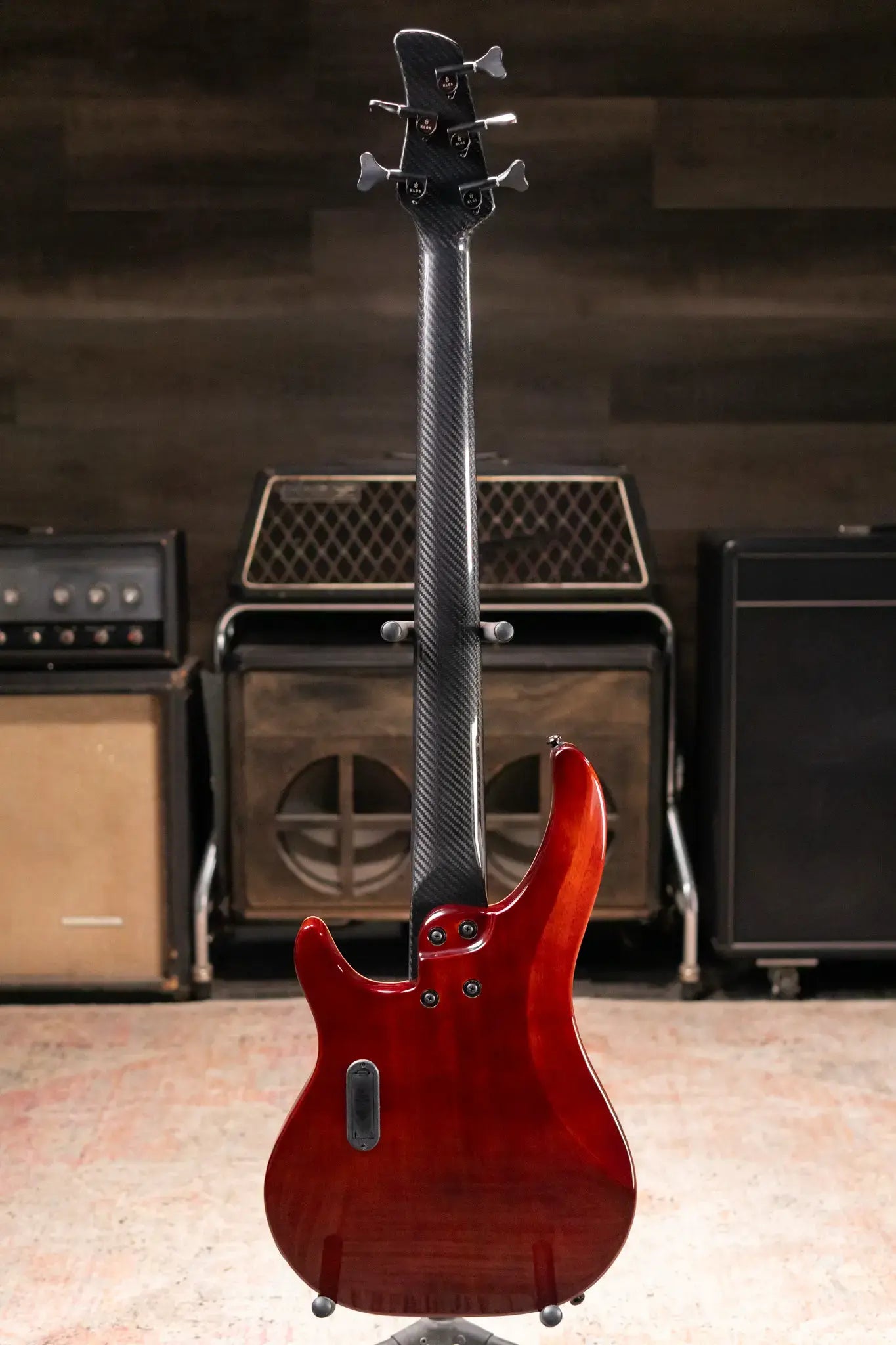 KLOS Apollo V Custom Series Electric Bass - Flame Red with Fishman Fluence and Gig Bag