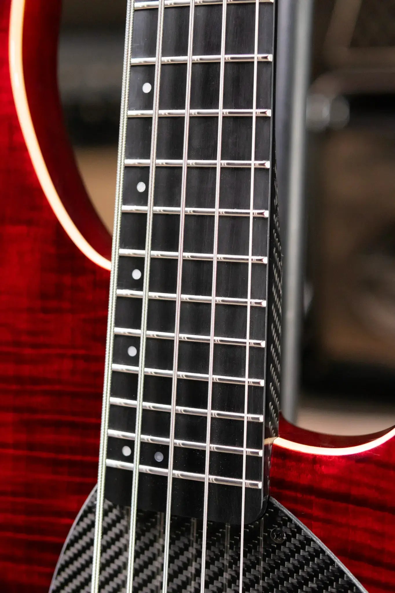 KLOS Apollo V Custom Series Electric Bass - Flame Red with Fishman Fluence and Gig Bag