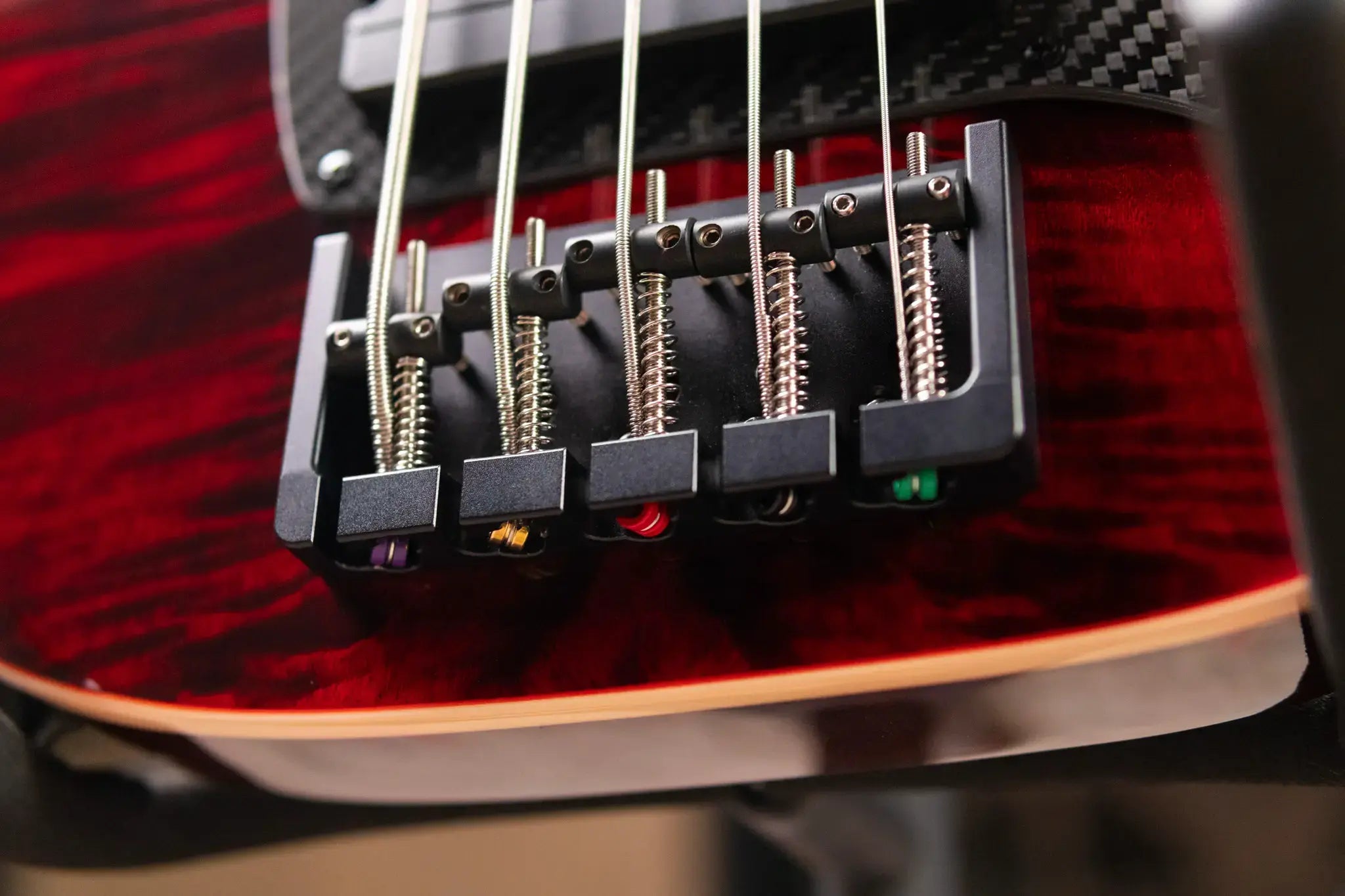 KLOS Apollo V Custom Series Electric Bass - Flame Red with Fishman Fluence and Gig Bag