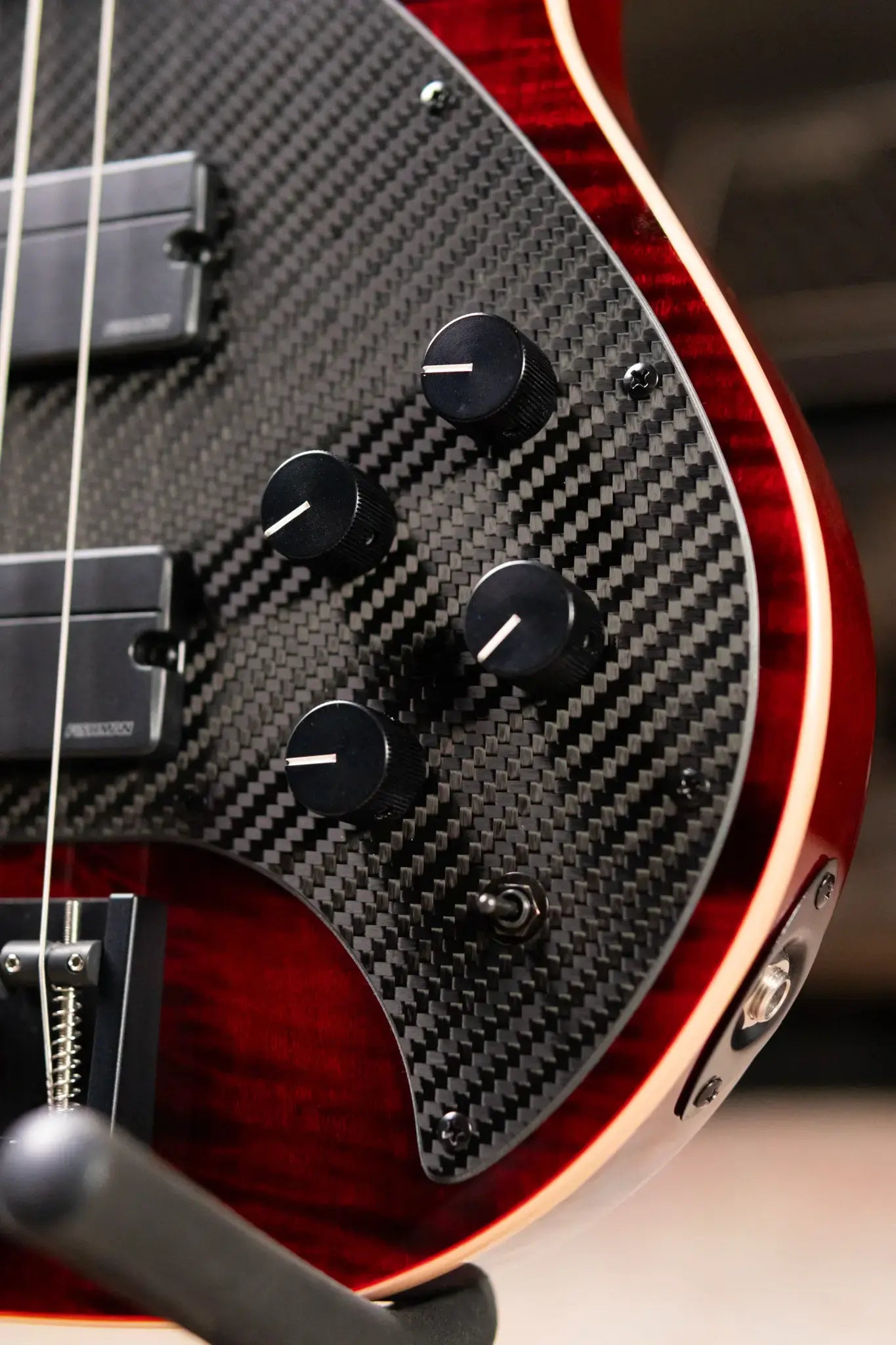 KLOS Apollo V Custom Series Electric Bass - Flame Red with Fishman Fluence and Gig Bag