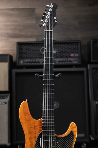 KLOS Artemis Custom Series Semi-Hollow Electric Guitar - Flame Maple Amber with Gig Bag