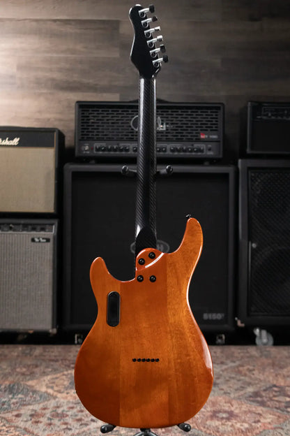 KLOS Artemis Custom Series Semi-Hollow Electric Guitar - Flame Maple Amber with Gig Bag