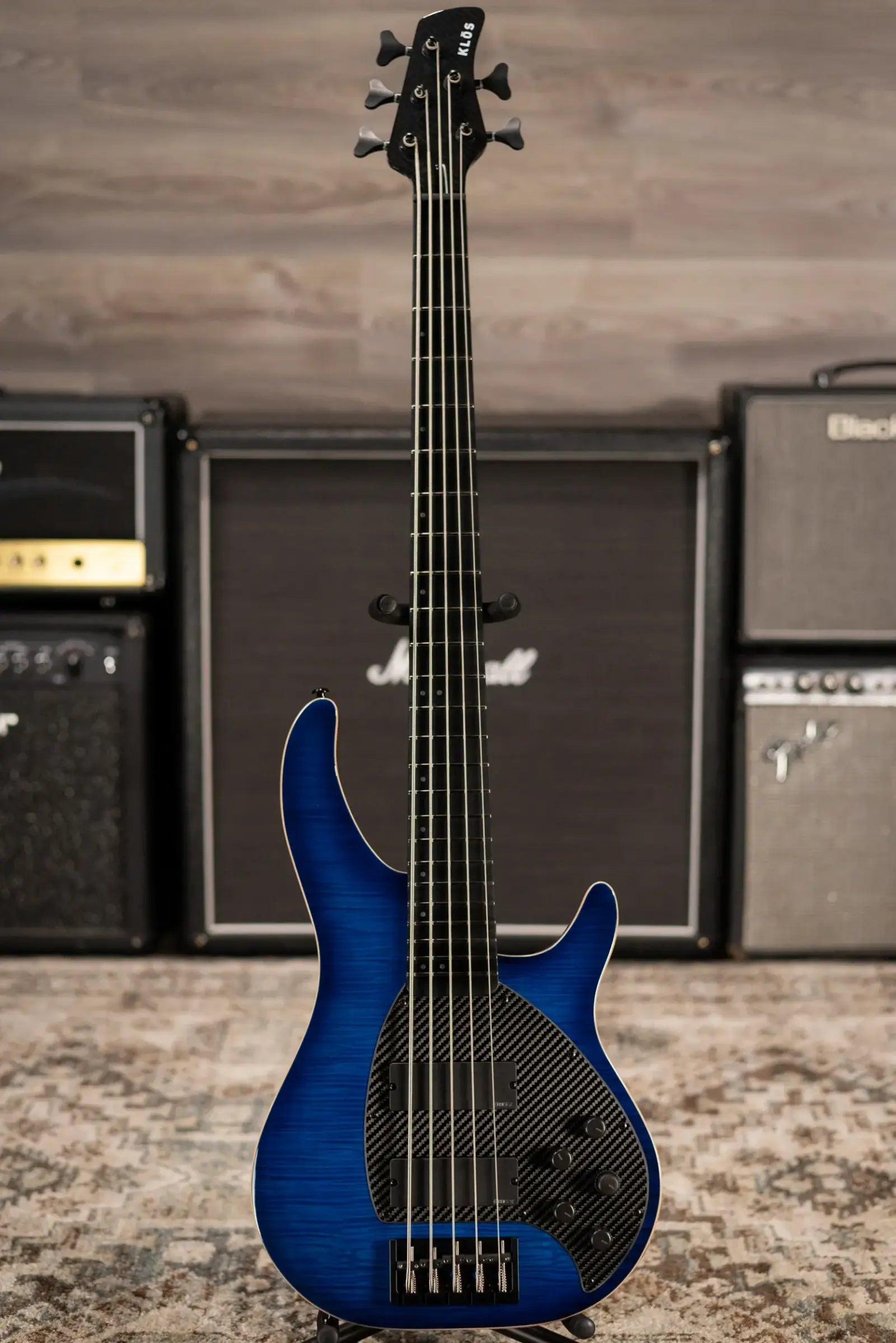 KLOS Custom Series Apollo V Bass - Flame Blue with EMGX Pickups and Gig Bag