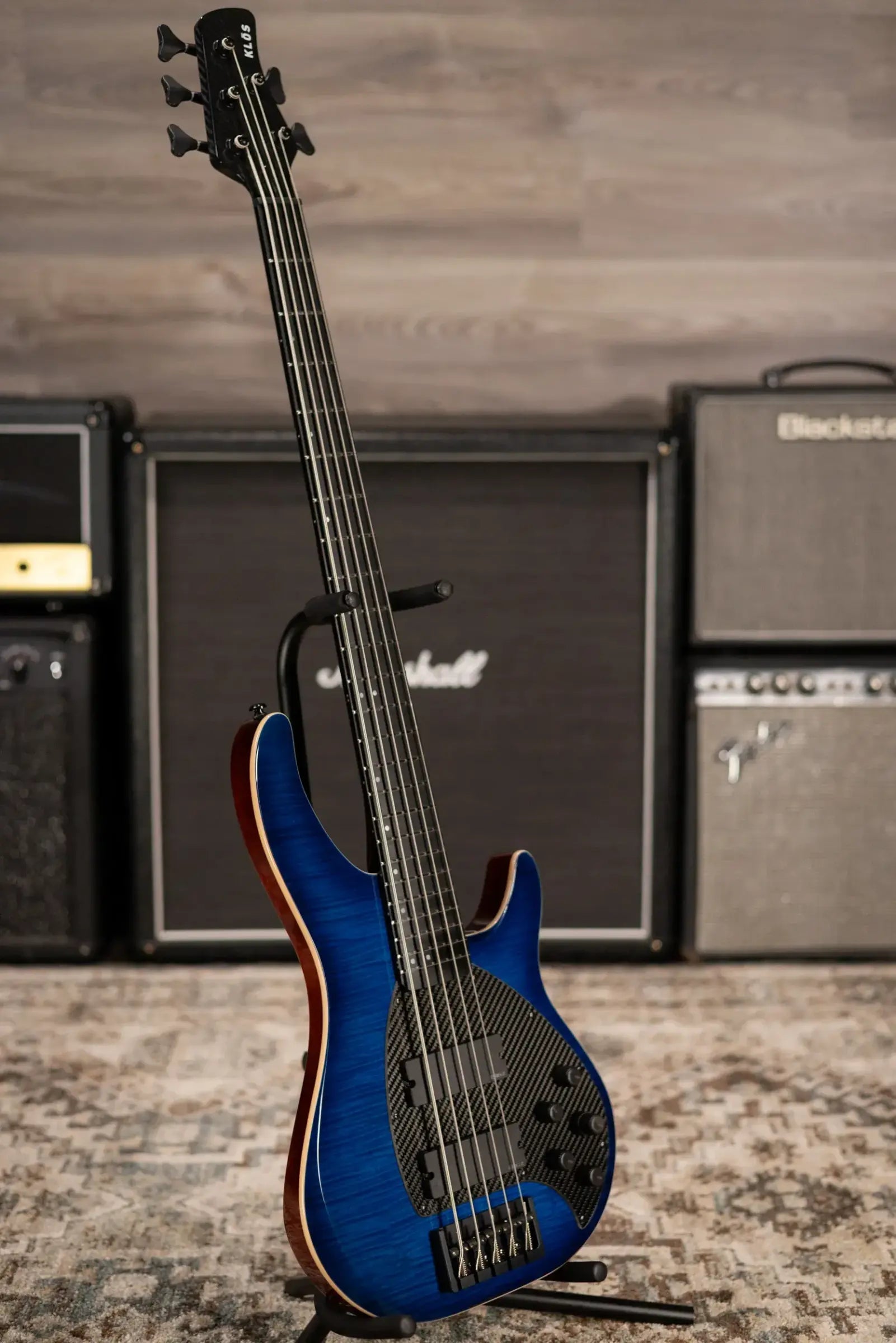 KLOS Custom Series Apollo V Bass - Flame Blue with EMGX Pickups and Gig Bag