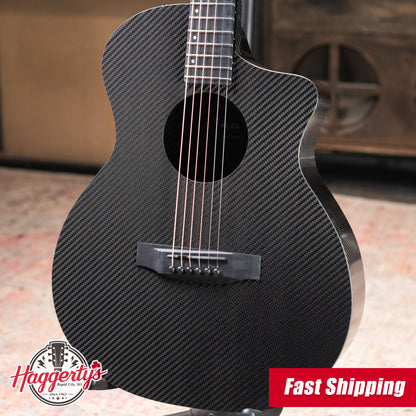 KLOS Full Carbon Deluxe Grand Cutaway Mini Acoustic Guitar with Gig Bag