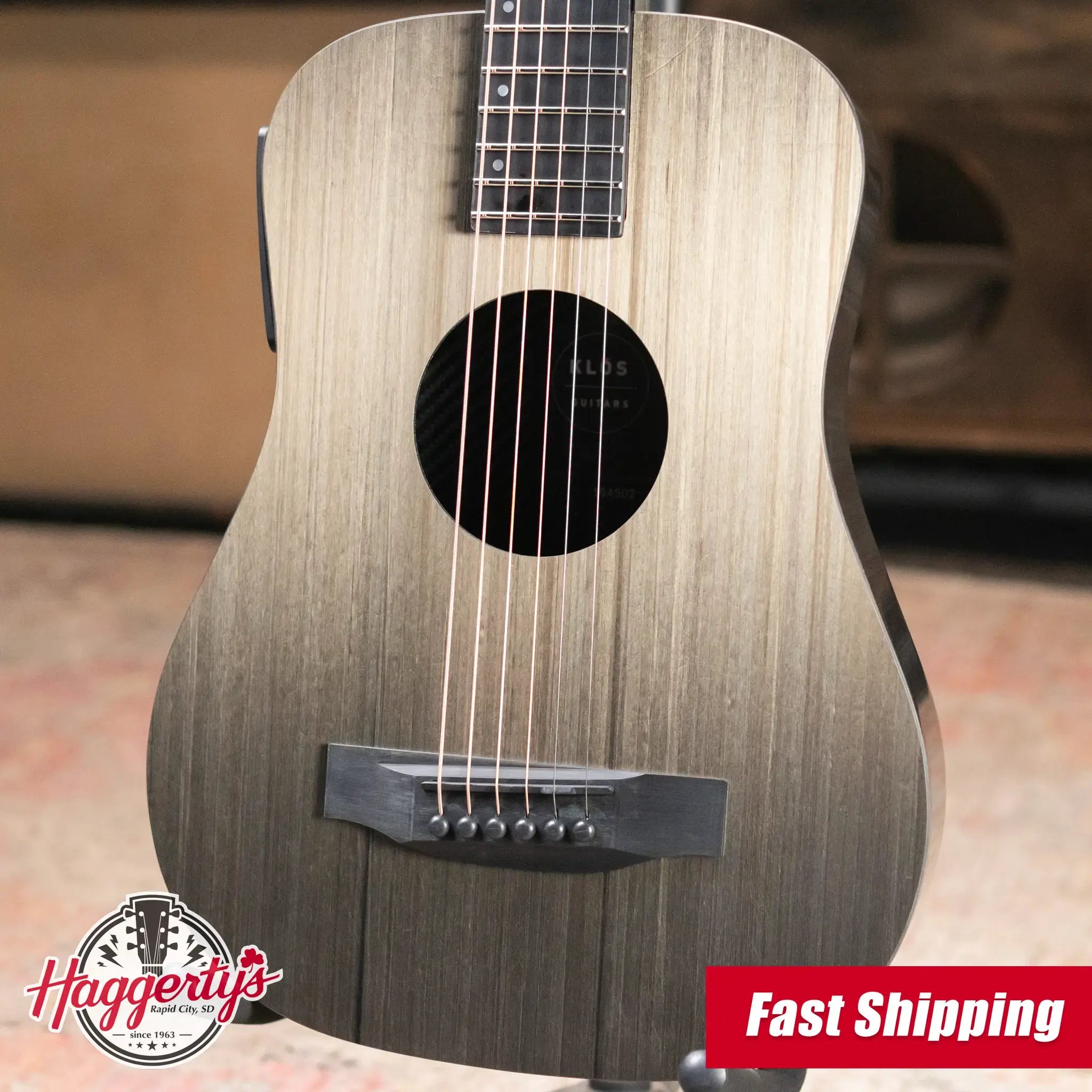 KLOS Full Carbon Deluxe Travel HyVibe Pickup Acoustic/Electric Guitar - Carbon Timber with Gig Bag