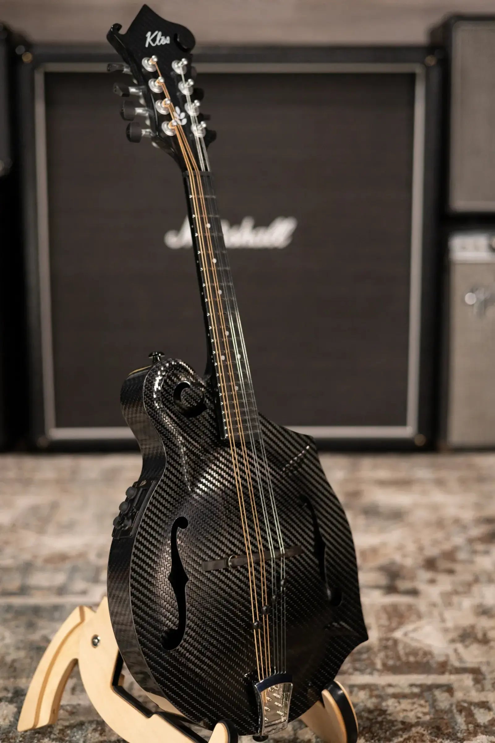 KLOS Full Carbon F-Style Mandolin KLOS EQ Acoustic/Electric with Fiberglass Hardshell Case